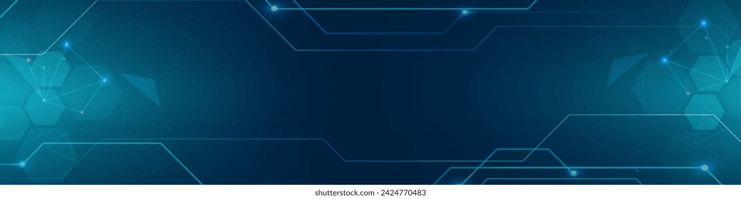 In: Gradient Dark Blue Digital Technology Banner. Futuristisches Banner für verschiedene Designprojekte wie Websites, Präsentationen, Druckmaterialien, 