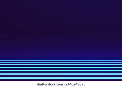 Fondo abstracto brillante del laser del azul oscuro del degradado. Banner web horizontal de vida nocturna futurista. Estilo tecnológico moderno. Plantilla de gráfico dinámico para papel pintado, pantalla móvil