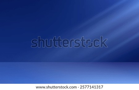 Gradient dark blue studio background. Clean scene of empty studio room backdrop for product presentation. Minimal wall scene stage mockup illustration. Promotion display to showcase products.