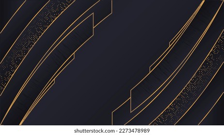 Gradient dark luxury background with golden shapes