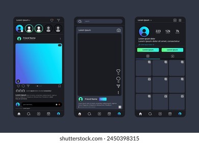 Gradient dark mode app template vector design in eps 10