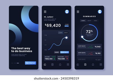 Gradient dark mode app template vector design in eps 10