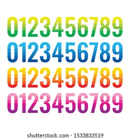 gradient dashed numbers. vector colorful numbers