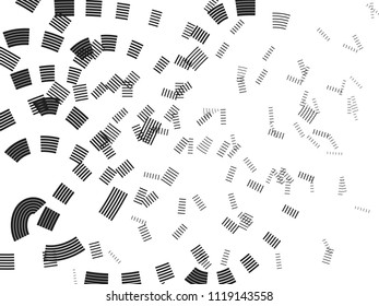 Gradient of dashes pattern. Monochrome vector background.