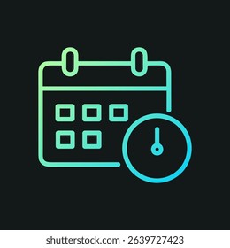 Gradient date and time graphic. Icon symbol illustration