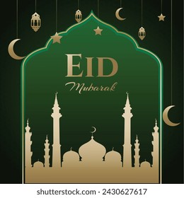 Gradient decorative eid mubarak greeting illustration