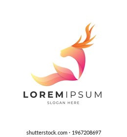 gradient deer logo with flame horn