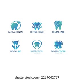 Gradient dental logo templates set.