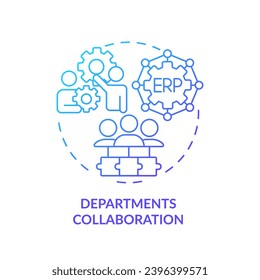 Gradient department collaborations icon concept, isolated vector, enterprise resource planning thin line illustration.