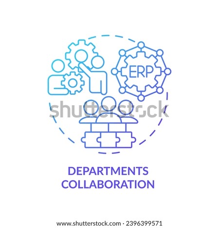 Gradient department collaborations icon concept, isolated vector, enterprise resource planning thin line illustration.