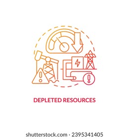 Concepto de recursos degradados, vector aislado, icono de línea delgada que representa ajuste de borde de carbono.