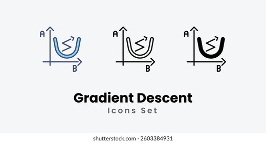 Gradient Descent icons vector set stock illustration