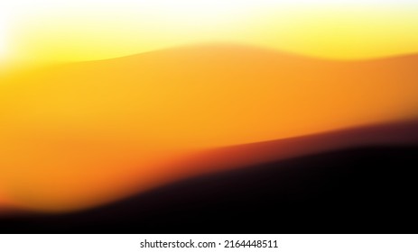 Gradient desert landscape. Blurred volumetric silhouettes of sand dunes and hills. Vector wavy background. Colorful abstract wallpaper