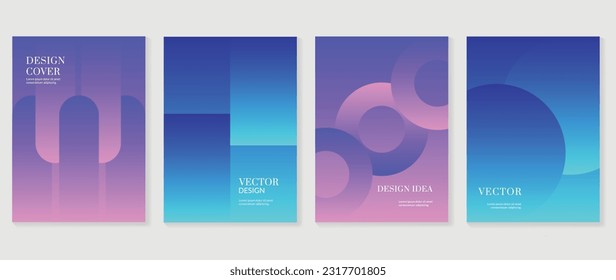 Gradient design background cover set. Abstract gradient graphic with geometric shapes, circles, squares. Futuristic business cards collection illustration for flyer, brochure, invitation, media.