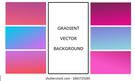 Gradient design set, abstract colorful trendy background. Smooth color mesh vector, empty blank copy space for banner decor, colorful decorative backdrop