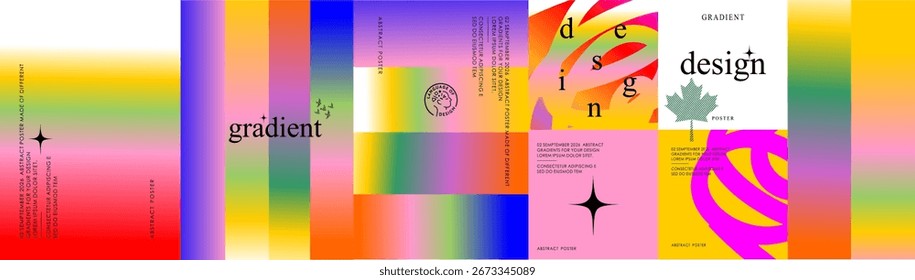 Gradient design. Vector abstract illustration of backgrounds, modern typography, shapes and spots for background, poster, magazine cover, corporate identity, label and web design