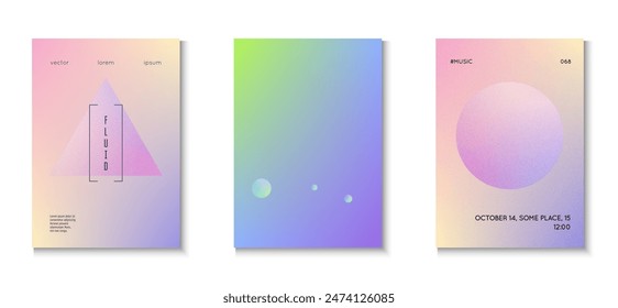 Gradient Design. Violet Grainy Holographic Set. Vibrant Elements. Elegant Poster. Texture Abstract Poster. 3d Background. Futuristic Space Illustration. Pink Gradient Design