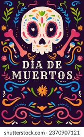 gradient dia de muertos vertical banner illustration vector design. translation: day of the dead