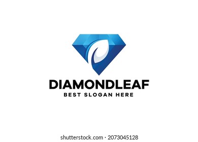 Gradient Diamond Leaf Logo Template