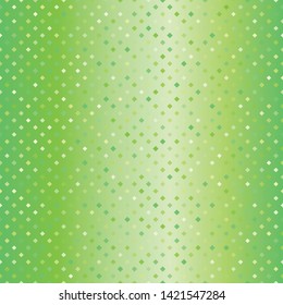 Gradient diamond pattern. Seamless vector background - green quadratic diamonds of different size on glowing backdrop