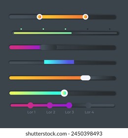 Gradient different sliders collection vector design in eps 10