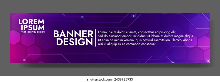 In: Gradient Digital Technology Banner. Futuristisches Banner für verschiedene Designprojekte wie Websites, Präsentationen, Printmaterialien, Social Media Posts 