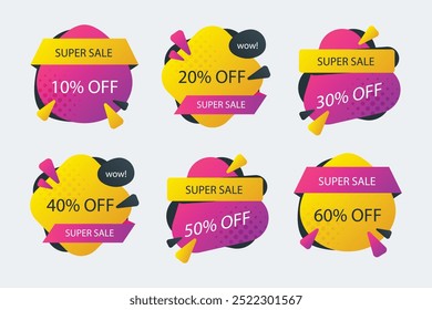 gradient discount numbers label collection. sale banner