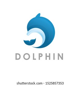 Gradient dolphin logo design vector, with clean and simple style