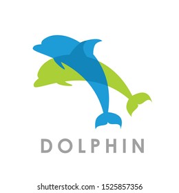 Gradient dolphin logo design vector, with clean and simple style