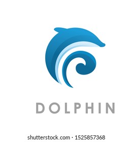 Gradient dolphin logo design vector, with clean and simple style