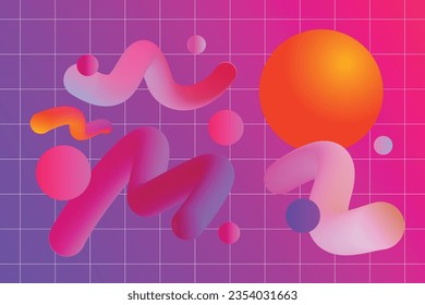 Gradient doodle shapes, illustration vectors. Color wave forms, vibrant waves, Graph, Blend color strokes.