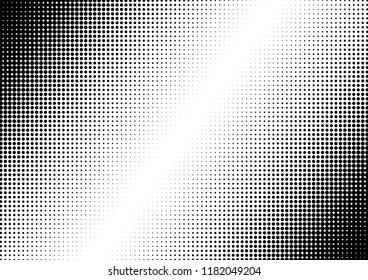 Gradient Dots Background. Distressed Modern Pattern. Abstract Monochrome Backdrop. Black and White Texture. Vector illustration