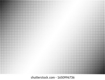 Gradient Dots Background. Grunge Monochrome Overlay. Vintage Points Texture. Distressed Halftone Pattern. Vector illustration