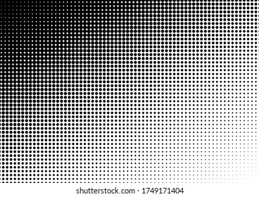 Fondo de puntos de degradado. Fondo de semitono de arte pop. Patrón blanco y negro. Superposición abstracta. Ilustración del vector