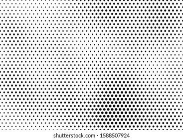 Gradient Dots Background. Vintage Black and White Backdrop. Pop-art Grunge Overlay. Modern Abstract Pattern. Vector illustration