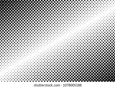 Gradient Dotted Halftone Background. Black and White Monochrome Pattern. Distressed Fade Backdrop. Pop-art Texture. Vector illustration
