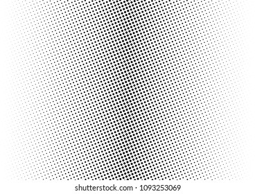 Gradient Dotted Halftone Background. Distressed Black and White Pattern. Vintage Points Overlay. Monochrome Modern Texture. Vector illustration