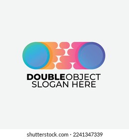 Gradient double object vector logo design illustration