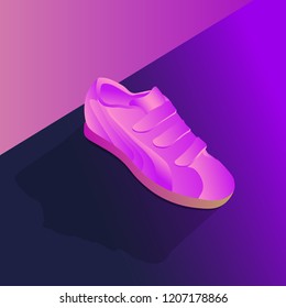 Gradient drawn sneaker shoe isolated on violet background
