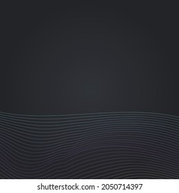 Gradient Dynamic Element Movement Vector Black Background. Neon Wavy Light Cover. Line Music Texture. Rainbow Shape Modern Banner.