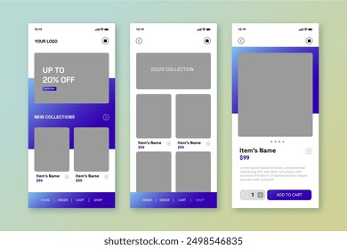 Gradient e commerce app template vector design in eps 10