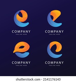 gradient e letter logo template