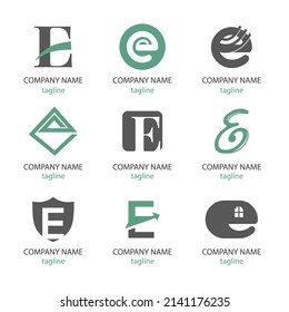 gradient e letter logo template