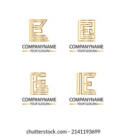 gradient e letter logo template set