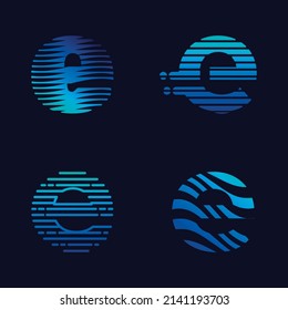 gradient e letter logo template set