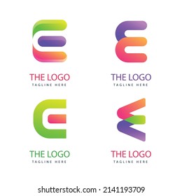 gradient e letter logo template set