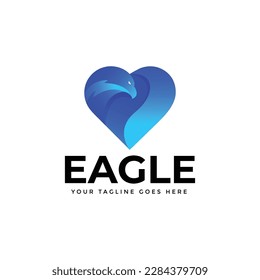 Gradient Eagle Love Logo Design Template