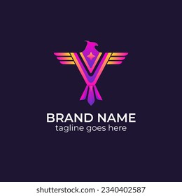 gradient eagle in v logo design.logotype design