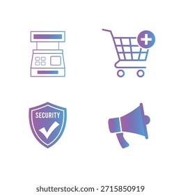 Gradient E-Commerce Icon Set Modern Flat Style for Digital Market and Online Store