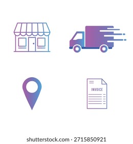 Conjunto de iconos de comercio electrónico degradado estilo plano moderno para el mercado digital y la tienda en línea